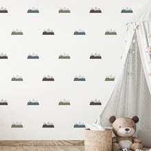 Nursery Ice Cream Color Hills and Mountains Wall Stickers for Baby Room Boys Room DIY Wall Art Self-adhesive Interior Wallpaper