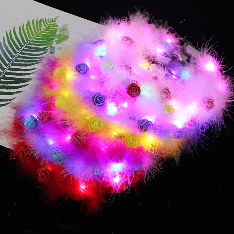7Pcs/Set LED Light Feather Flower Headband Wreath Garland Decoration Women Luminous Crown Rose Flower Headwear Party Supplies
7Pcs/Set LED Light Feather Flower Headband Wreath Garland Decoration Women Luminous Crown Rose Flower Headwear Party Supplies