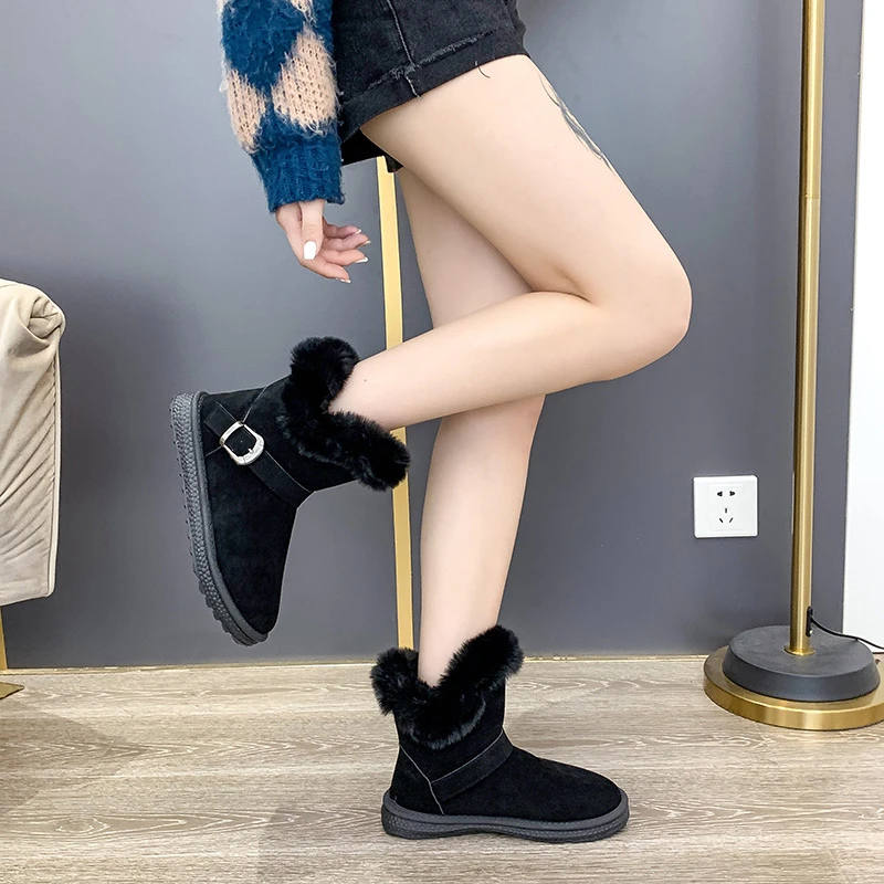Winter Women Snow Boots Warm Fur Round Toe Ankle Boots Rabbit Hair Slip On Short Boots Plush Metal Buckle Flats Warm Ladie Shoes
Winter Women Snow Boots Warm Fur Round Toe Ankle Boots Rabbit Hair Slip On Short Boots Plush Metal Buckle Flats Warm Ladie Shoes