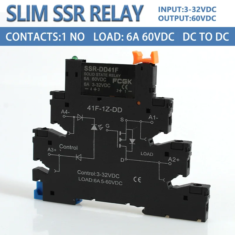 FCGK DC управление AC 6A тонкий интерфейс твердотельное реле модуль din ssr тонкое реле управление постоянным током DC 41F-1Z-C2 реле ssr din-рейка
FCGK DC управление AC 6A тонкий интерфейс твердотельное реле модуль din ssr тонкое реле управление постоянным током DC 41F-1Z-C2 реле ssr din-рейка