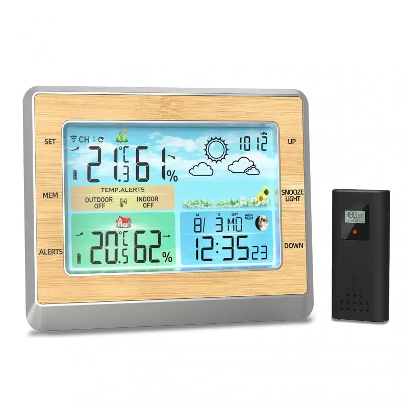 Rf Wireless Thermometer Indoor 6 Inch Color Screen With Transmitter Time New Snooze Alarm Clock Perpetual Calendar Outdoor
Rf Wireless Thermometer Indoor 6 Inch Color Screen With Transmitter Time New Snooze Alarm Clock Perpetual Calendar Outdoor