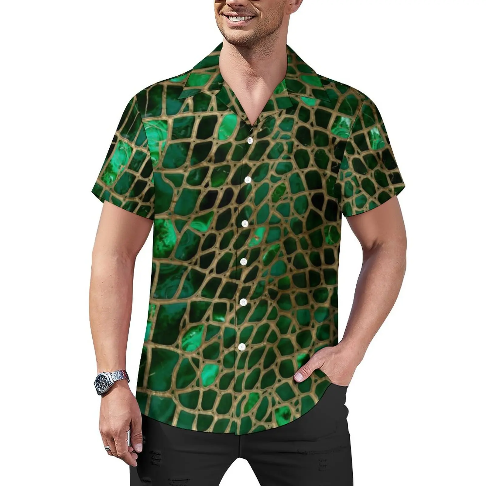 Animal Print Loose Shirt Men Beach Faux Crocodile Texture Casual Shirts Hawaiian Design Short Sleeve Trendy Oversize Blouses
Animal Print Loose Shirt Men Beach Faux Crocodile Texture Casual Shirts Hawaiian Design Short Sleeve Trendy Oversize Blouses