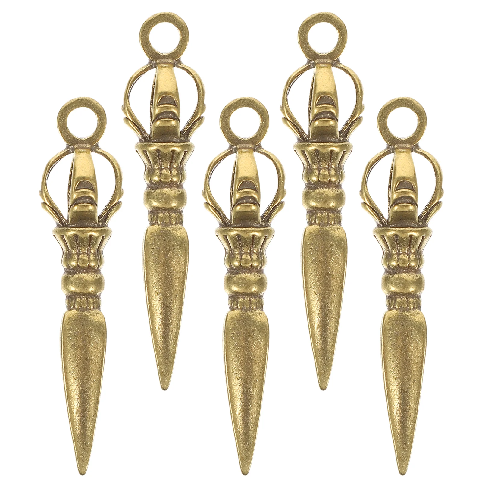 

5 Pcs Demon Pestle Buckle Hanging Mini Decor Vajra Keychain Ornament Brass Crafts Decorative Tibetan Pendant