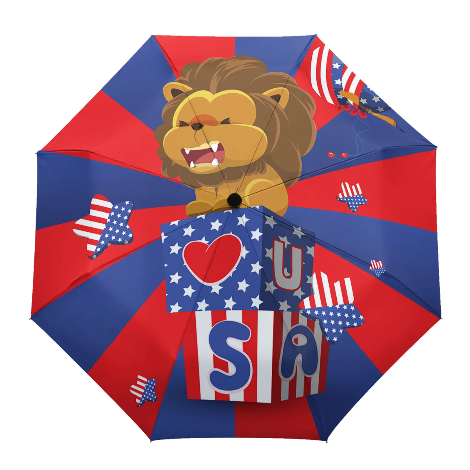 

Зонт Автоматический с флагом США, складной зонтик от дождя и Льва, восемь нитей