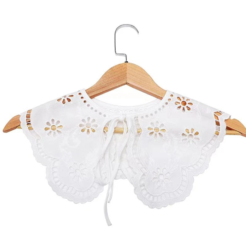 Women Lace-Up Bowknot Detachable Doll Collar Shawl Hollow Out Embroidery Sun Flower Scarf Sweet Wave Trim Lace Capelet Poncho 
Women Lace-Up Bowknot Detachable Doll Collar Shawl Hollow Out Embroidery Sun Flower Scarf Sweet Wave Trim Lace Capelet Poncho