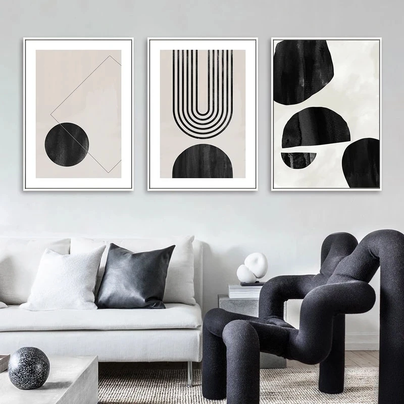 

Абстрактные картины на холсте черный белый серый геометрический постер современные принты настенные художественные картины для гостиной интерьер домашний декор