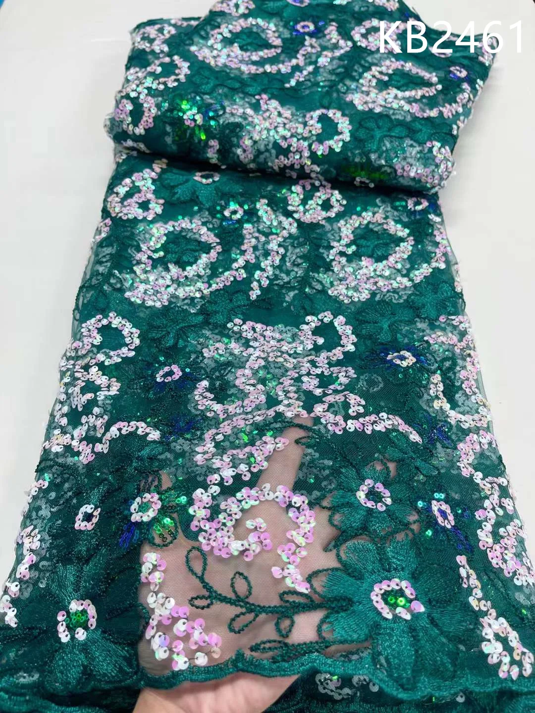 Green Flower Pattern Sequence Tulle Lace African Lace Fabric High Quality 5 Yards Sequence Mesh Lace Fabric For Sewing KB2461
Green Flower Pattern Sequence Tulle Lace African Lace Fabric High Quality 5 Yards Sequence Mesh Lace Fabric For Sewing KB2461