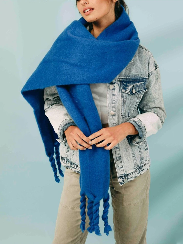 Классические однотонные зимние Имитационные кашемировые шарфы Camkemsey, женские толстые теплые мягкие пашминовые длинные шарфы с кисточками 
Классические однотонные зимние Имитационные кашемировые шарфы Camkemsey, женские толстые теплые мягкие пашминовые длинные шарфы с кисточками