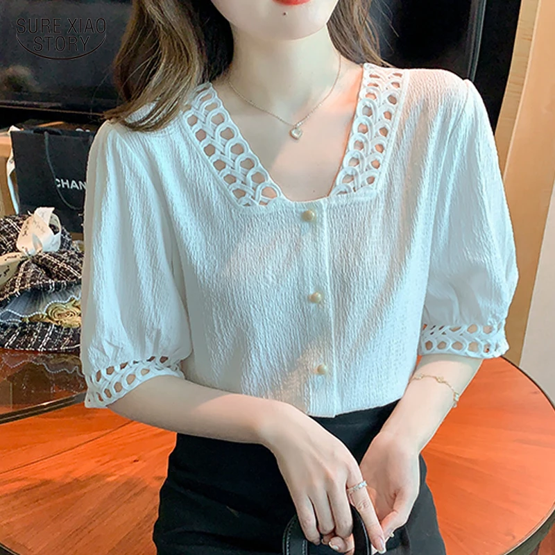 Elegant V-Neck Clothes Summer New Office Lady Short Sleeve White Shirt Fashion Hollow Chiffon Women Blouse and Tops Blusas 20181
Elegant V-Neck Clothes Summer New Office Lady Short Sleeve White Shirt Fashion Hollow Chiffon Women Blouse and Tops Blusas 20181