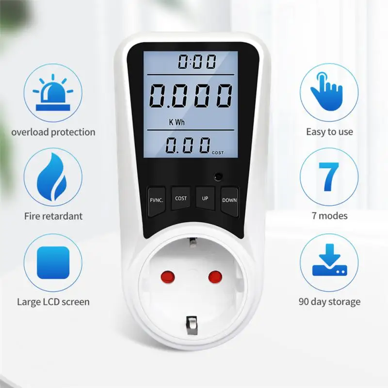 220V Digital Wattmeter AC EU Power Meter LCD Electricy Consumption Meter Socket Wattage Kwh Energy Meter FR US BR Power Analyzer
220V Digital Wattmeter AC EU Power Meter LCD Electricy Consumption Meter Socket Wattage Kwh Energy Meter FR US BR Power Analyzer