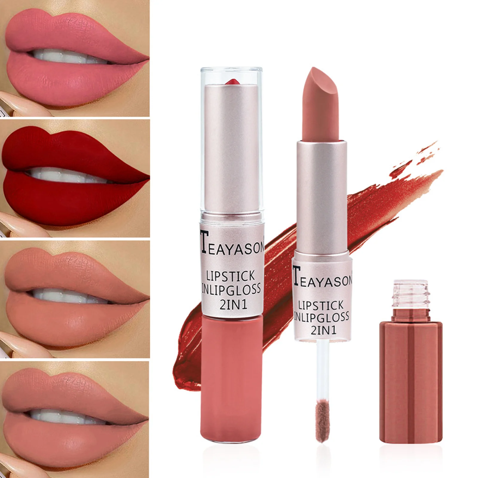

12 Colors Lipstick Lip Gloss 2 In 1 Lip Tint Waterproof Long -lasting Moisture Sexy Red Lip Matte Lipstick Make-up For Women