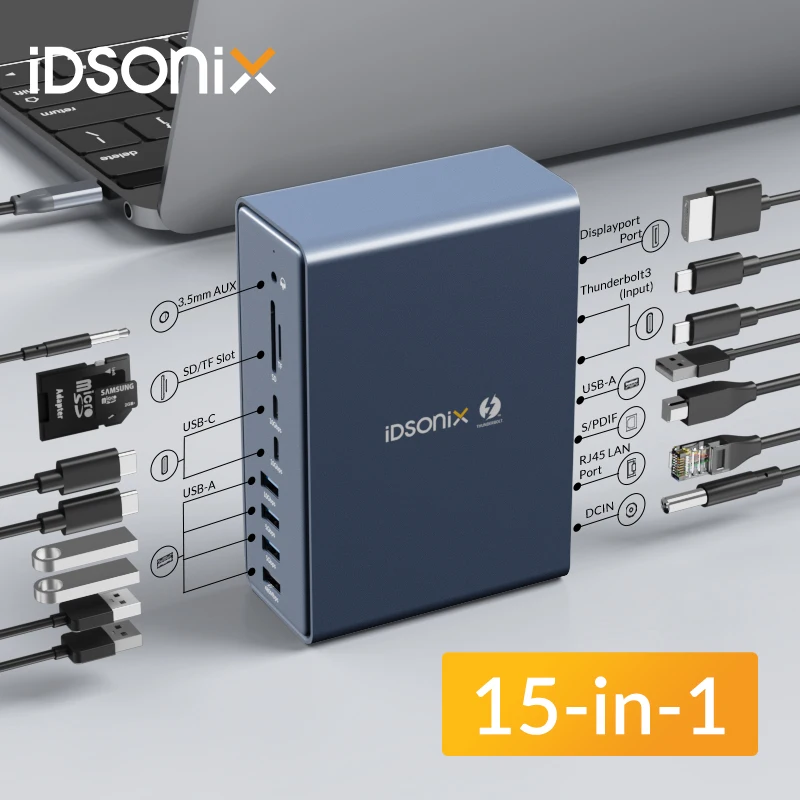 Док-станция IDsonix USB3.1 Тип C, станция 15 в 1, Usb C адаптер для 4K @ 60HZ RJ45 SD/TF PD 60W, мультипортовый концентратор для Macbook
Док-станция IDsonix USB3.1 Тип C, станция 15 в 1, Usb C адаптер для 4K @ 60HZ RJ45 SD/TF PD 60W, мультипортовый концентратор для Macbook