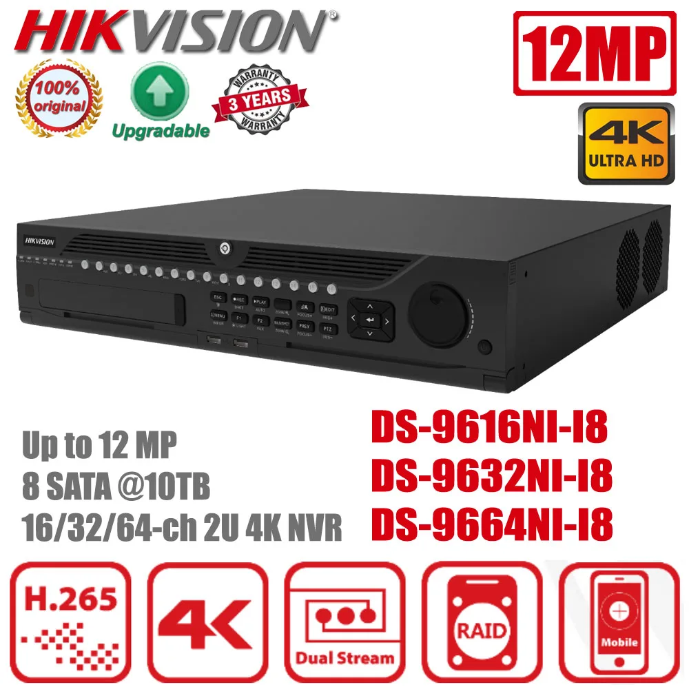 

Original Hikvision DS-9664NI-I8 16/32/64CH 4K 8SATA DS-9632NI-I8 NVR IP CCTV Network Video Recorder DS-9616NI-I8