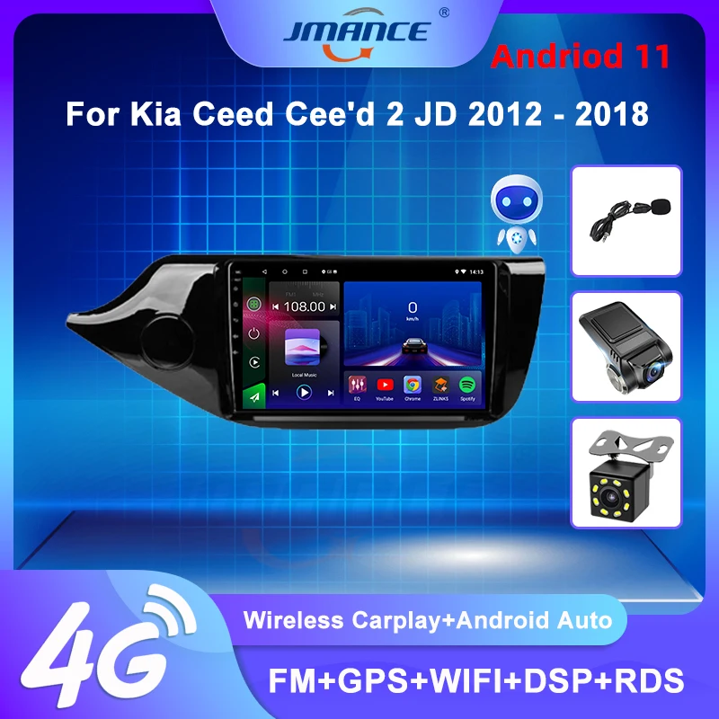 

Автомагнитола JMANCE для Kia Ceed Cee 'd 2 JD 2012-2018, мультимедийный видеоплеер с голосовым ии, GPS-навигацией, Android, 2din, 2 din, dvd