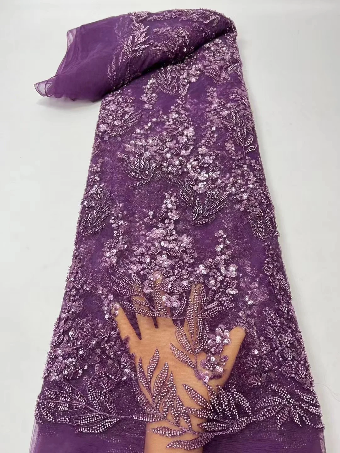 High Quality Purple Luxury Handmade Beads African Lace fabric 2023 Sequins Embroidery Lace Fabric Nigerian For Bridal Dress
High Quality Purple Luxury Handmade Beads African Lace fabric 2023 Sequins Embroidery Lace Fabric Nigerian For Bridal Dress