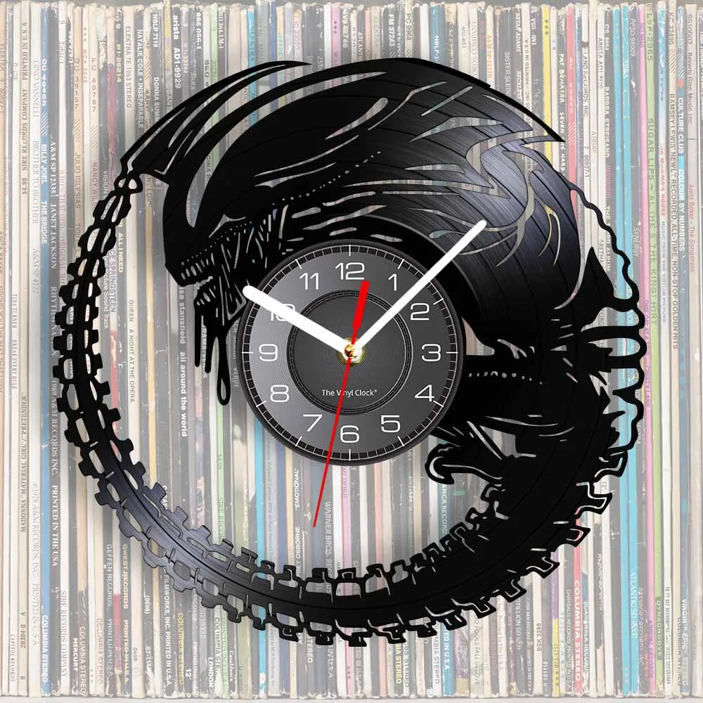 

Modern Wall Wall Vinyl Silent Lovers' Clocks Watch Wall Record Gift Alien Creative Sci-fi Decoration Extra-terrestrial Clock
