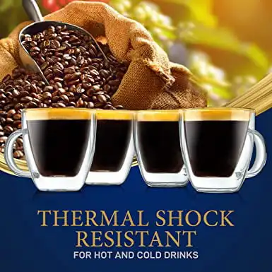 "Elegant 5.2 oz Hot & Cold Drinks Wall Insulated Cups, 4pcs Borosilicate Glass Clear Mugs, Ideal for Coffee, Espresso, Cappuccin
"Elegant 5.2 oz Hot & Cold Drinks Wall Insulated Cups, 4pcs Borosilicate Glass Clear Mugs, Ideal for Coffee, Espresso, Cappuccin