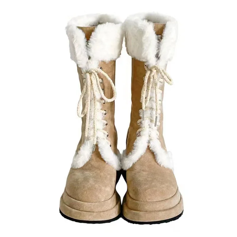Mao Mao Snow Boots Women's 2023 Winter New Vintage Thick Sole plush Knight Boots Warm Mid Sleeve Women's Boots platform boots
Mao Mao Snow Boots Women's 2023 Winter New Vintage Thick Sole plush Knight Boots Warm Mid Sleeve Women's Boots platform boots