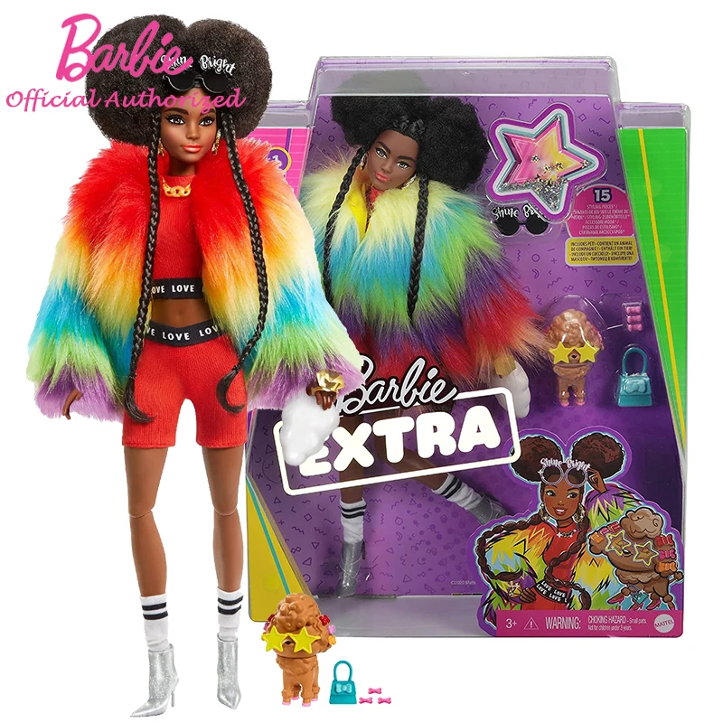 Barbie Extra Dolls Oldschool Furry Rainbow Coat Girl Pet Poodle Brunette Afro-Puffs Braids Surprise Kid Toy For Girl Gift GVR04
Barbie Extra Dolls Oldschool Furry Rainbow Coat Girl Pet Poodle Brunette Afro-Puffs Braids Surprise Kid Toy For Girl Gift GVR04