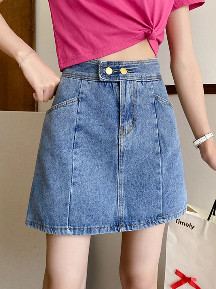 Ailegogo High Waist Women Button Retro Blue A-line Mini Denim Skirt Summer Female Streetwear Slim Jeans Skirts Ladies Bottoms
Ailegogo High Waist Women Button Retro Blue A-line Mini Denim Skirt Summer Female Streetwear Slim Jeans Skirts Ladies Bottoms
