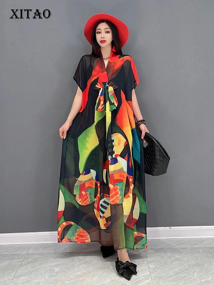 XITAO Print Bow Casual Dress Women Korea 2022 Summer New Arrival Personality Fashion Loose V-neck Short Sleeve Dress WMD6415
XITAO Print Bow Casual Dress Women Korea 2022 Summer New Arrival Personality Fashion Loose V-neck Short Sleeve Dress WMD6415