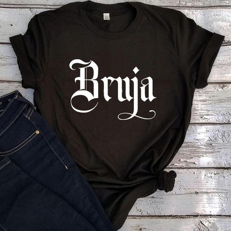 Футболка Bruja женская с графическим принтом, Готическая винтажная одежда с надписью и фильмом ужасов на Хэллоуин, модная кавайная одежда черного цвета с ведьмой
Футболка Bruja женская с графическим принтом, Готическая винтажная одежда с надписью и фильмом ужасов на Хэллоуин, модная кавайная одежда черного цвета с ведьмой