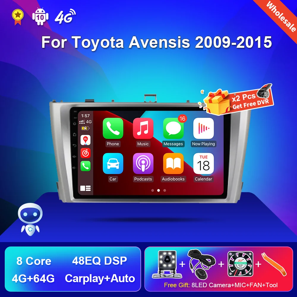 Android 10.0 Car Radio For Toyota Avensis 2009-2015 Multimedia Player GPS Navigation Carplay 2din WiFi Stereo Video 4G 64G IPS
Android 10.0 Car Radio For Toyota Avensis 2009-2015 Multimedia Player GPS Navigation Carplay 2din WiFi Stereo Video 4G 64G IPS