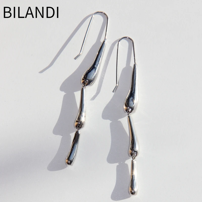 Bilandi Fashion Jewelry Teardrop Earrings Pretty Design Simply Hot Sale Metal Silver Color Long Dangle Earrings For Women Gift 
Bilandi Fashion Jewelry Teardrop Earrings Pretty Design Simply Hot Sale Metal Silver Color Long Dangle Earrings For Women Gift