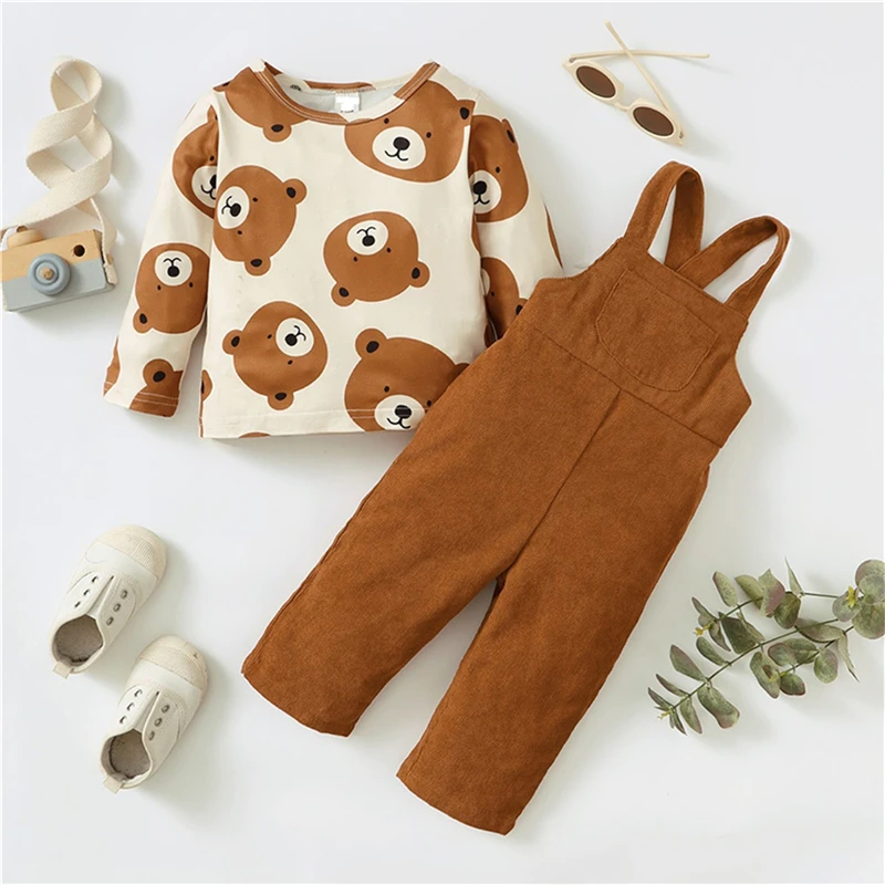 newborn boy Clothes Baby Clothing Boys Cartoon Bear Print Round Neck Long Sleeve Pullover Suspender Pants ropa bebe
newborn boy Clothes Baby Clothing Boys Cartoon Bear Print Round Neck Long Sleeve Pullover Suspender Pants ropa bebe
