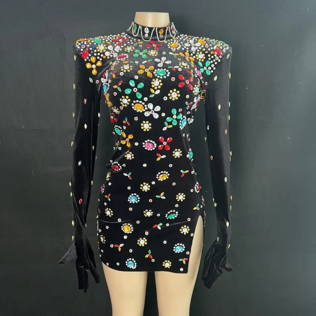 Черное бархатное платье с кристаллами, соблазнительное вечернее платье для празднования дня рождения и вечеринки, костюм для танцев, сценическая одежда 
Черное бархатное платье с кристаллами, соблазнительное вечернее платье для празднования дня рождения и вечеринки, костюм для танцев, сценическая одежда