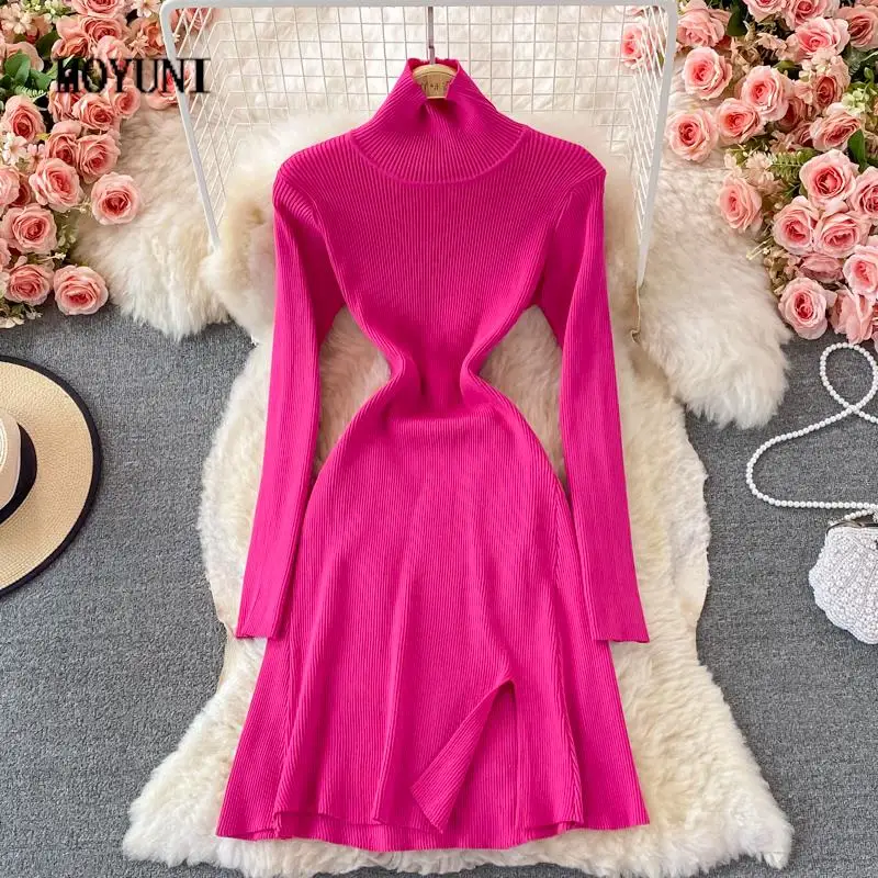 Elastic Puff Sleeve Turtleneck Dress Casual Solid Vestido Women's Black Knitting Dresses Robe High Sweater Autumn Winter Clothes
Elastic Puff Sleeve Turtleneck Dress Casual Solid Vestido Women's Black Knitting Dresses Robe High Sweater Autumn Winter Clothes