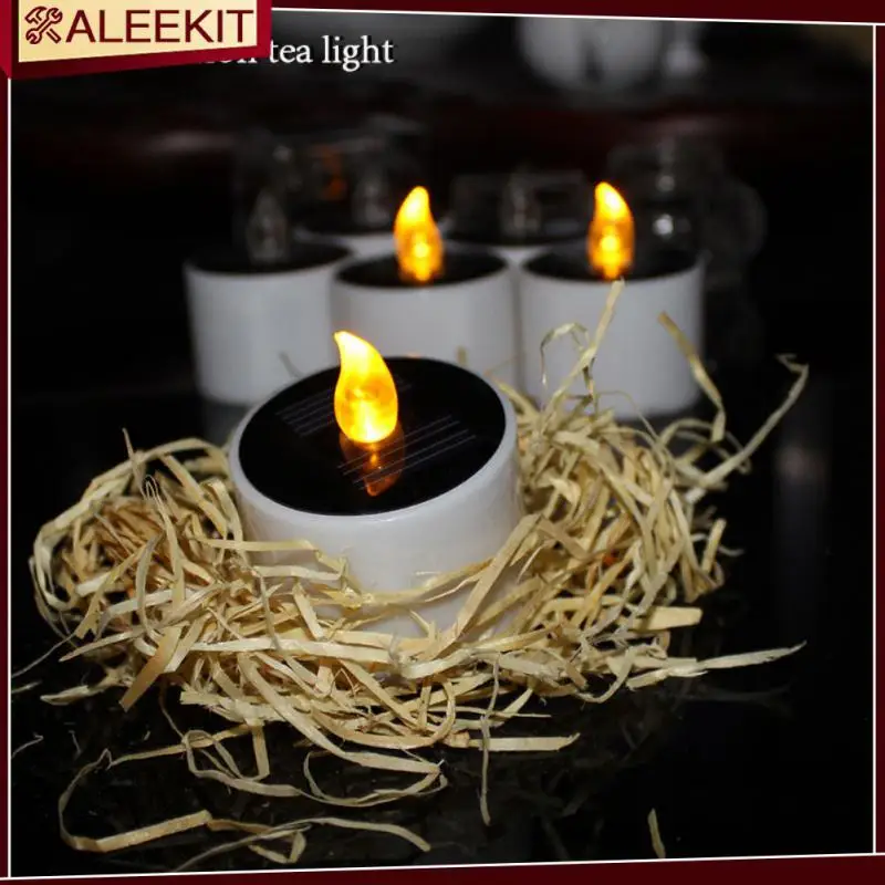 

Waterproof Standard Sized Tea Light Candles Fit Into Any Votive Flame-less Solar Candle Lamp Provide Realistic Flickering Effect