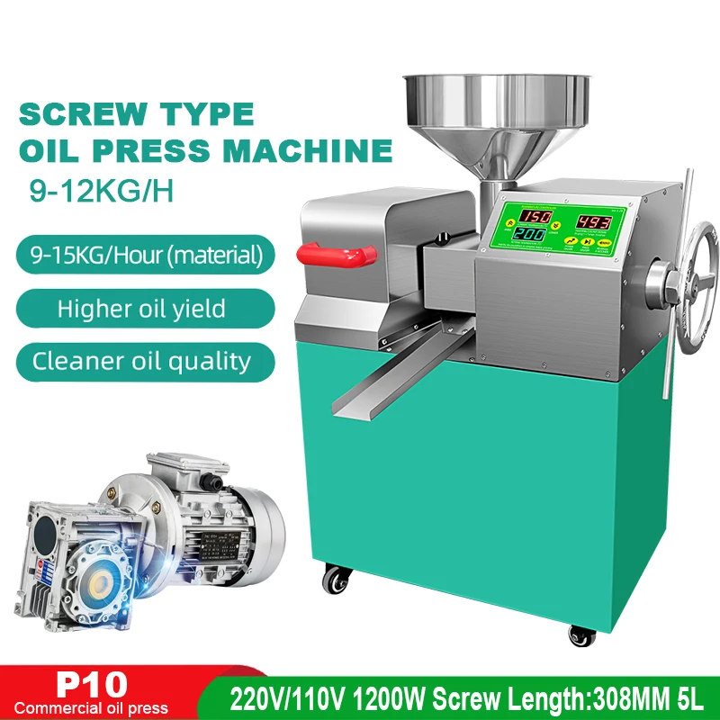 P10 1200W Commercial Type Stainless Steel Oil Press Machine Automatic Type Multi Kinds of Material Oil Press Machine
P10 1200W Commercial Type Stainless Steel Oil Press Machine Automatic Type Multi Kinds of Material Oil Press Machine