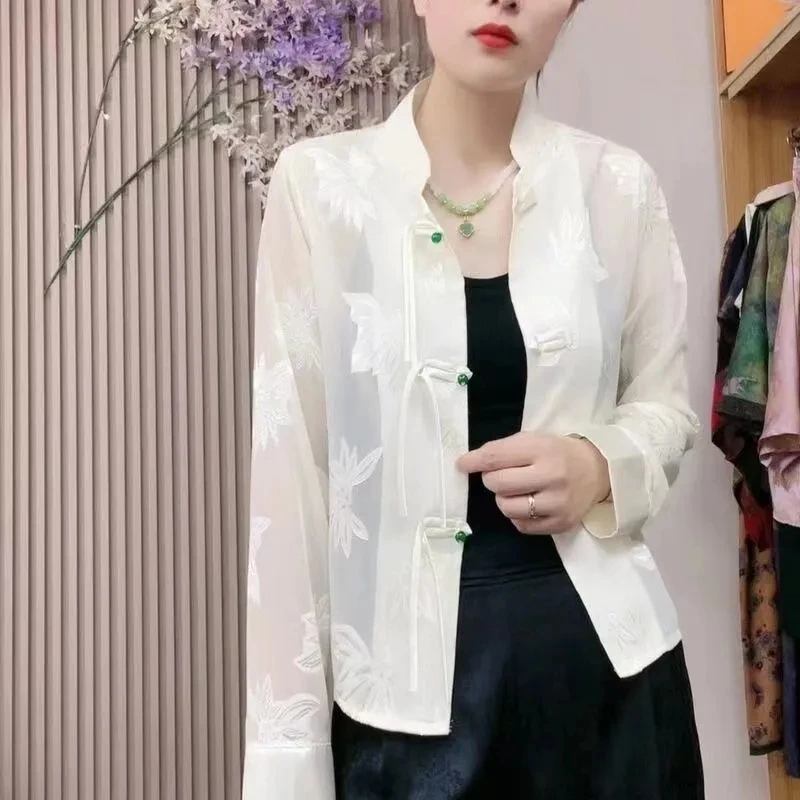 Mother Top Retro Chinese Short Embroidery Shirt Stand Collar Jacket 2023 Summer New Chiffon Long-Sleeved Sun Protection Clothing
Mother Top Retro Chinese Short Embroidery Shirt Stand Collar Jacket 2023 Summer New Chiffon Long-Sleeved Sun Protection Clothing
