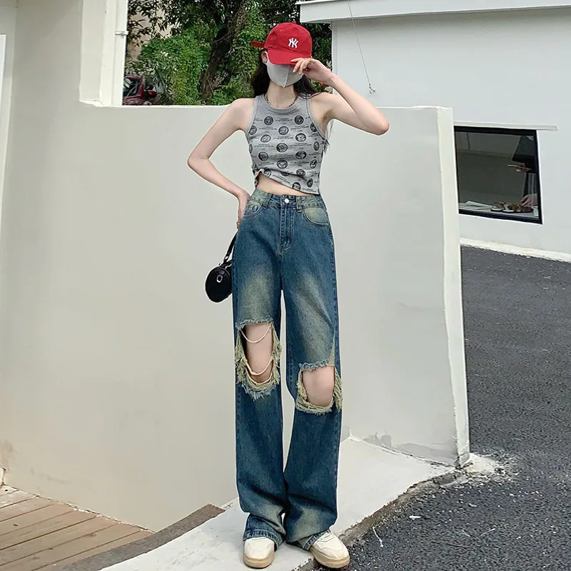Streetwear Straight Pants Women's High Waist Vintage Streetwear Blue Jeans Woman Straight Loose Y2K Denim Wide Leg Jeans
Streetwear Straight Pants Women's High Waist Vintage Streetwear Blue Jeans Woman Straight Loose Y2K Denim Wide Leg Jeans
