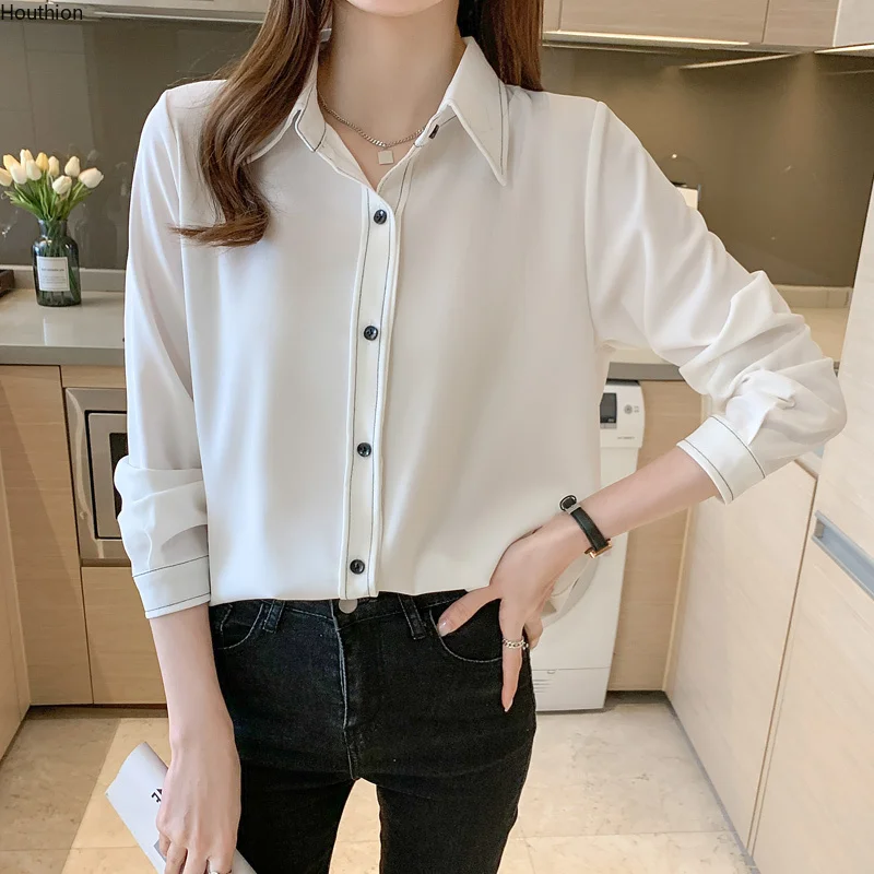Houthion Chiffon Loose Women's Blouses New Casual Fashion Solid Color Buttons Shirt Spring/autumn Long Sleeve Top
Houthion Chiffon Loose Women's Blouses New Casual Fashion Solid Color Buttons Shirt Spring/autumn Long Sleeve Top