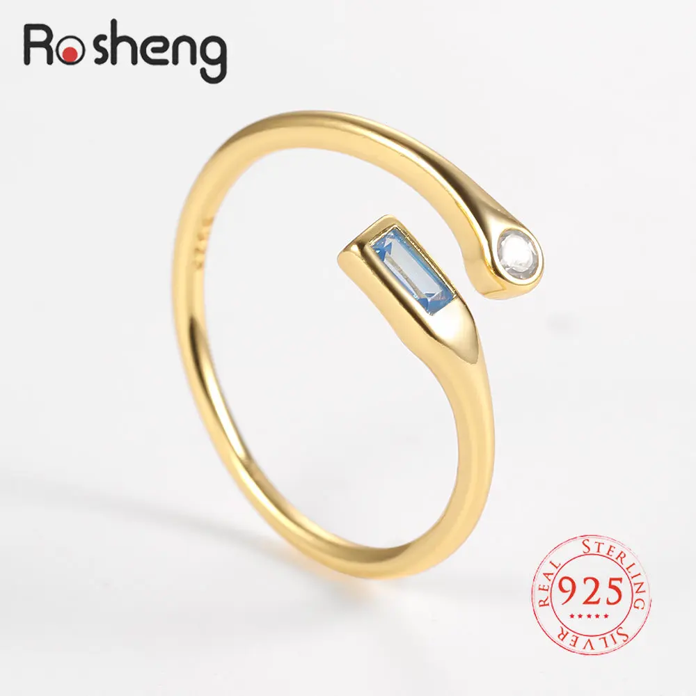 Rosheng S925 Sterling Silver Geometry Blue Zircon Adjustable Finger Rings for Women Wedding Party Jewelry Anillos Bague Gifts
Rosheng S925 Sterling Silver Geometry Blue Zircon Adjustable Finger Rings for Women Wedding Party Jewelry Anillos Bague Gifts