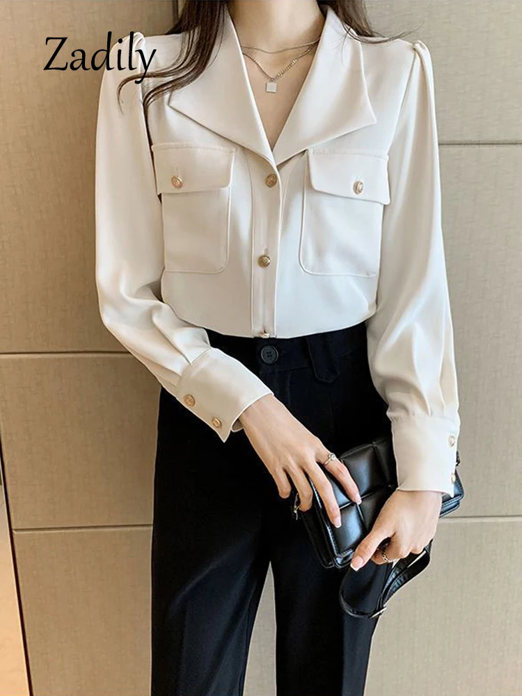 Zadily 2023 Autumn Office Lady Long Sleeve Women White Shirt Korea Style Button Up Pocket Work Blouse Female Clothing Tops
Zadily 2023 Autumn Office Lady Long Sleeve Women White Shirt Korea Style Button Up Pocket Work Blouse Female Clothing Tops