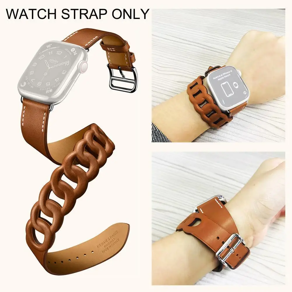 for Apple watch Bands 41/45mm 40/44mm 38/42mm Fauve Brown Barénia Leather Gourmette Double Tour Strap 1:1 For iWatch 7 6 5 4 3SE
for Apple watch Bands 41/45mm 40/44mm 38/42mm Fauve Brown Barénia Leather Gourmette Double Tour Strap 1:1 For iWatch 7 6 5 4 3SE