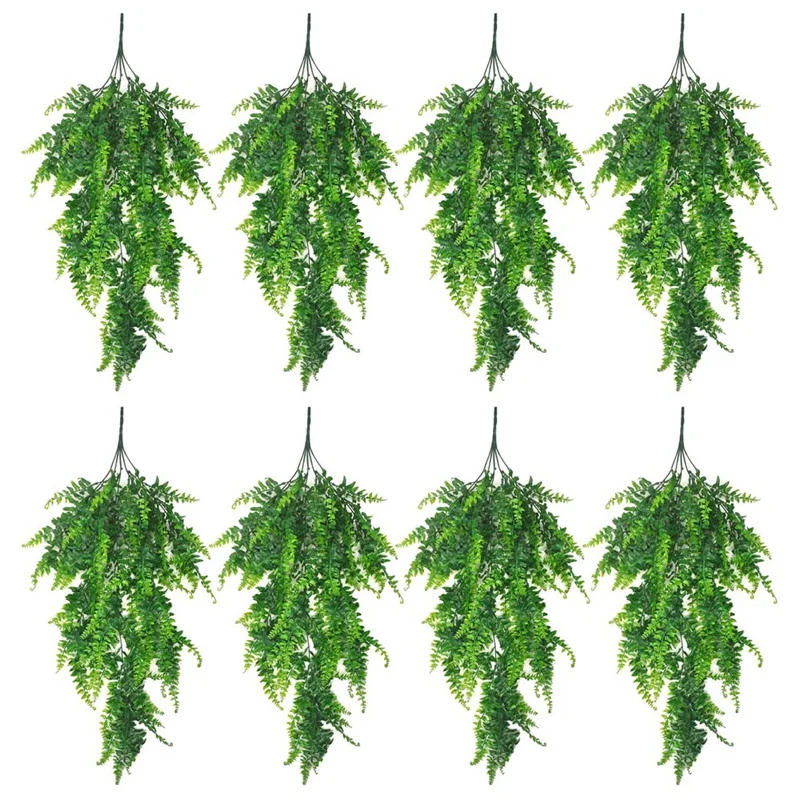

8 PCS Artificial Plants Vines Boston Fern Persian Rattan Greenery Fake Ferns Ivy For Wall Hanging Basket Decorations
