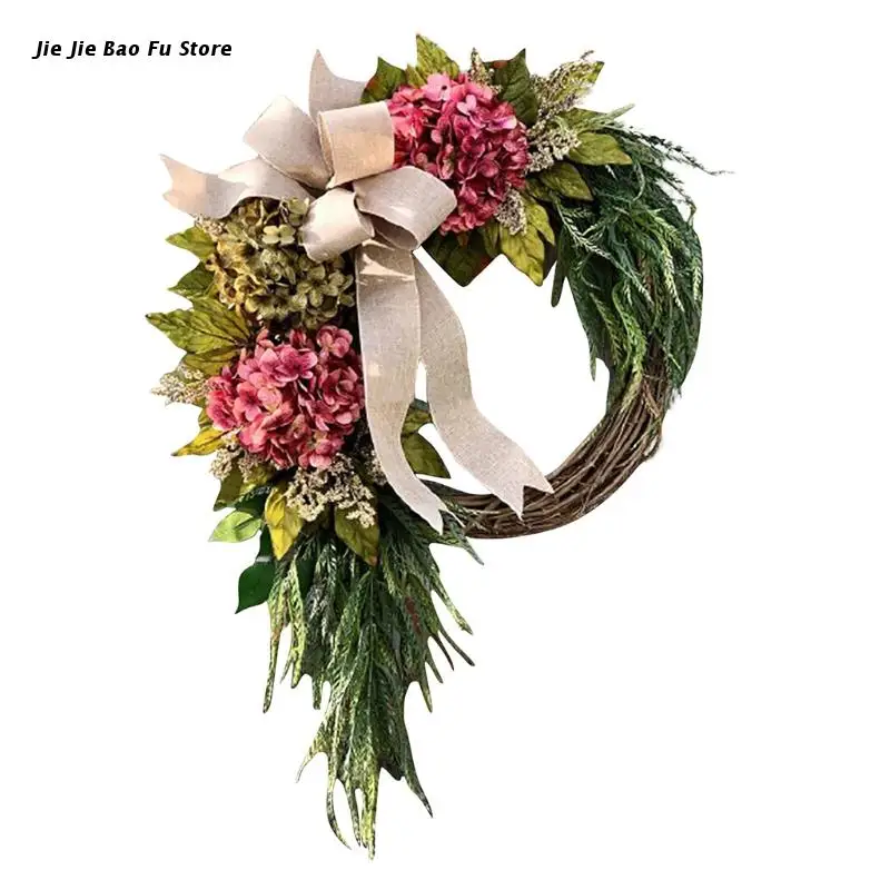 Farmhouse Wreath for Front Door Hydrangea Wreaths with Bowknot Rustic Artificial Garland Wall Home Wedding Decoration
Farmhouse Wreath for Front Door Hydrangea Wreaths with Bowknot Rustic Artificial Garland Wall Home Wedding Decoration