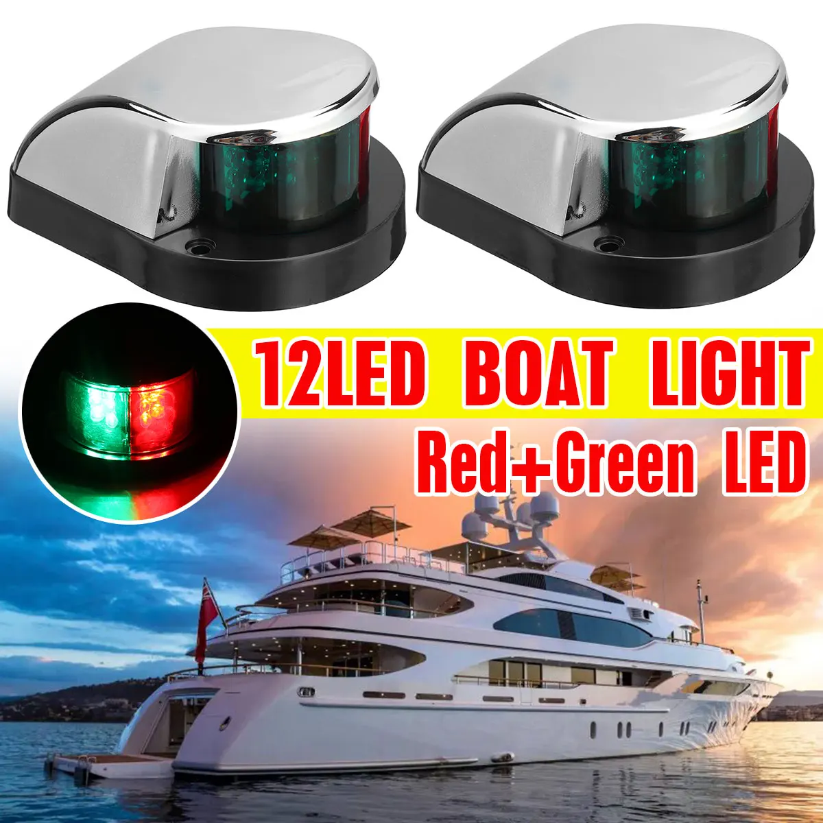 Pair 12V Boat Yacht Marine LED Red Green Navigation Side Light Stainless Steel Waterproof Sailing Signal Lamp Warning Lights
Pair 12V Boat Yacht Marine LED Red Green Navigation Side Light Stainless Steel Waterproof Sailing Signal Lamp Warning Lights