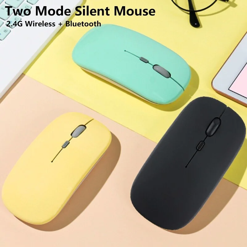 

2023 Candy Color Silent Mouse 2.4G Wireless Charging Bluetooth Two Mode Mouse 1200dpi USB Wired For PC Laptop Notebook New Best