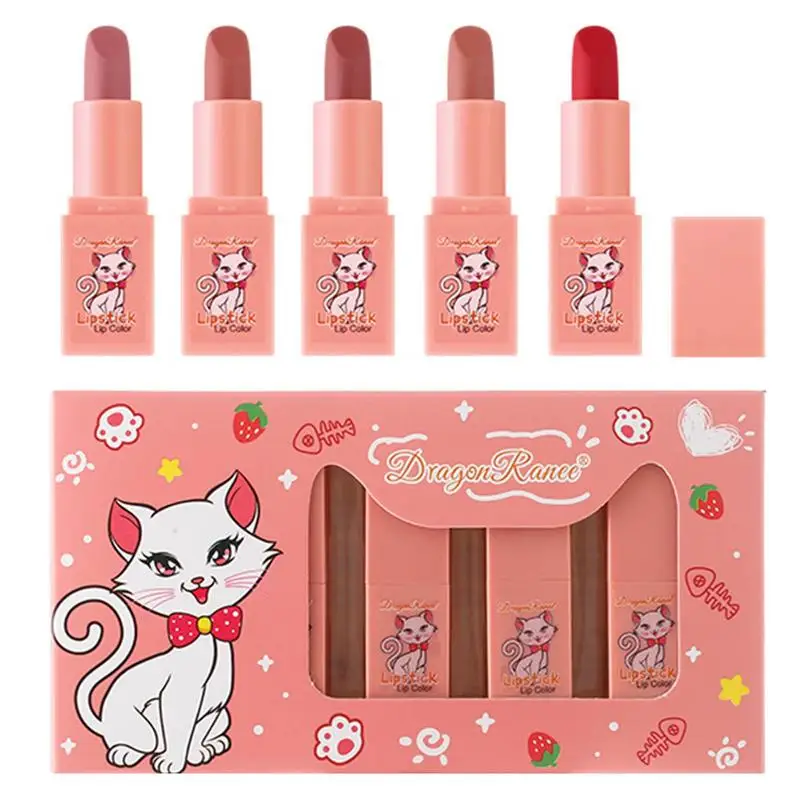 Lipstick Set Milk Tea Color Lipstick 5 Colors Matte Lipstick Set With Cute Kitten Pattern
Lipstick Set Milk Tea Color Lipstick 5 Colors Matte Lipstick Set With Cute Kitten Pattern