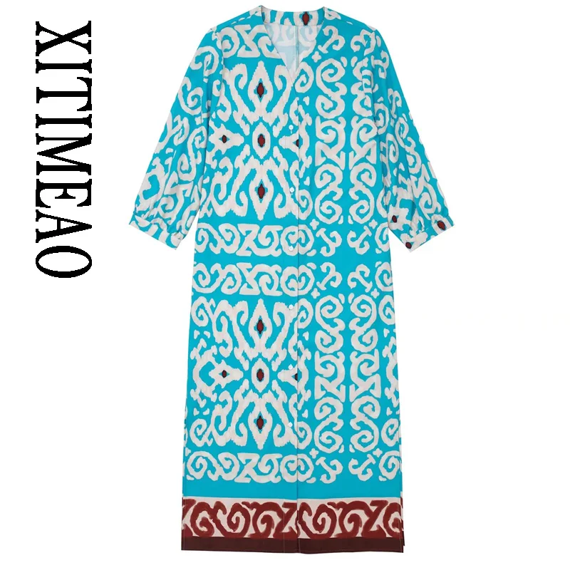 XITIMEAO 2022 Printed Boho Long Dress Women Tunic Summer Dress Woman Split Loose Casual Dresses Button Up Midi Beach Dresses
XITIMEAO 2022 Printed Boho Long Dress Women Tunic Summer Dress Woman Split Loose Casual Dresses Button Up Midi Beach Dresses