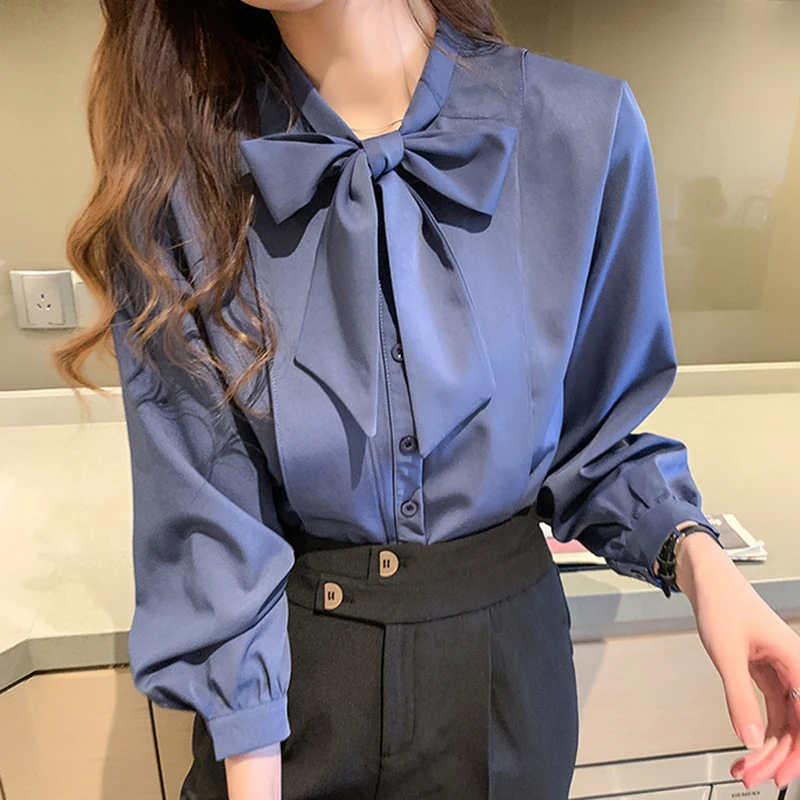 2023 New Bow White Shirts Women Buttons Office Ladies Long Sleeves Blue Chiffon Shirts Spring Autumn Tops Women's Pocket Blouse
2023 New Bow White Shirts Women Buttons Office Ladies Long Sleeves Blue Chiffon Shirts Spring Autumn Tops Women's Pocket Blouse