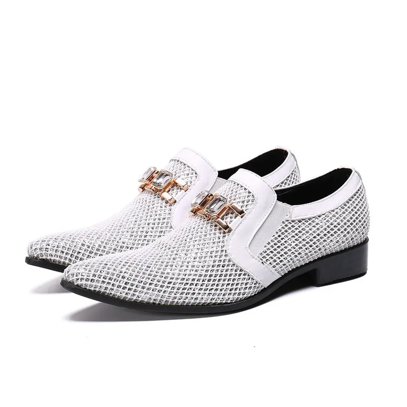 Pointed Toe White Men Wedding Shoes With Crystal Hoops Mens Genuine Leather Shoe Casual Slip On Dress Suit Shoes High Quality
Pointed Toe White Men Wedding Shoes With Crystal Hoops Mens Genuine Leather Shoe Casual Slip On Dress Suit Shoes High Quality