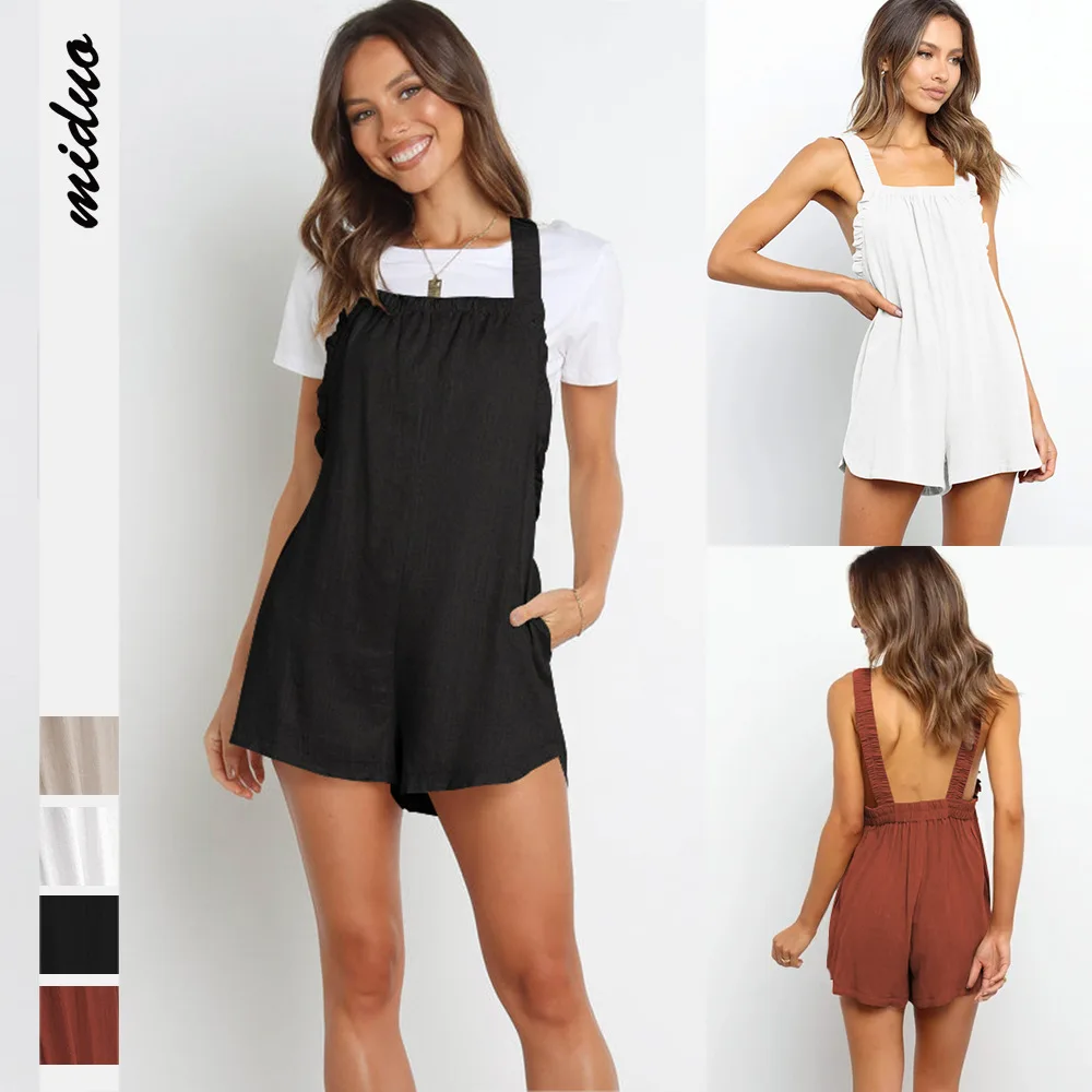 Solid Color Ruffles Backless Women's Casual Suspender Jumpsuit European and American Sexy Home Wear Breathable Shorts
Solid Color Ruffles Backless Women's Casual Suspender Jumpsuit European and American Sexy Home Wear Breathable Shorts