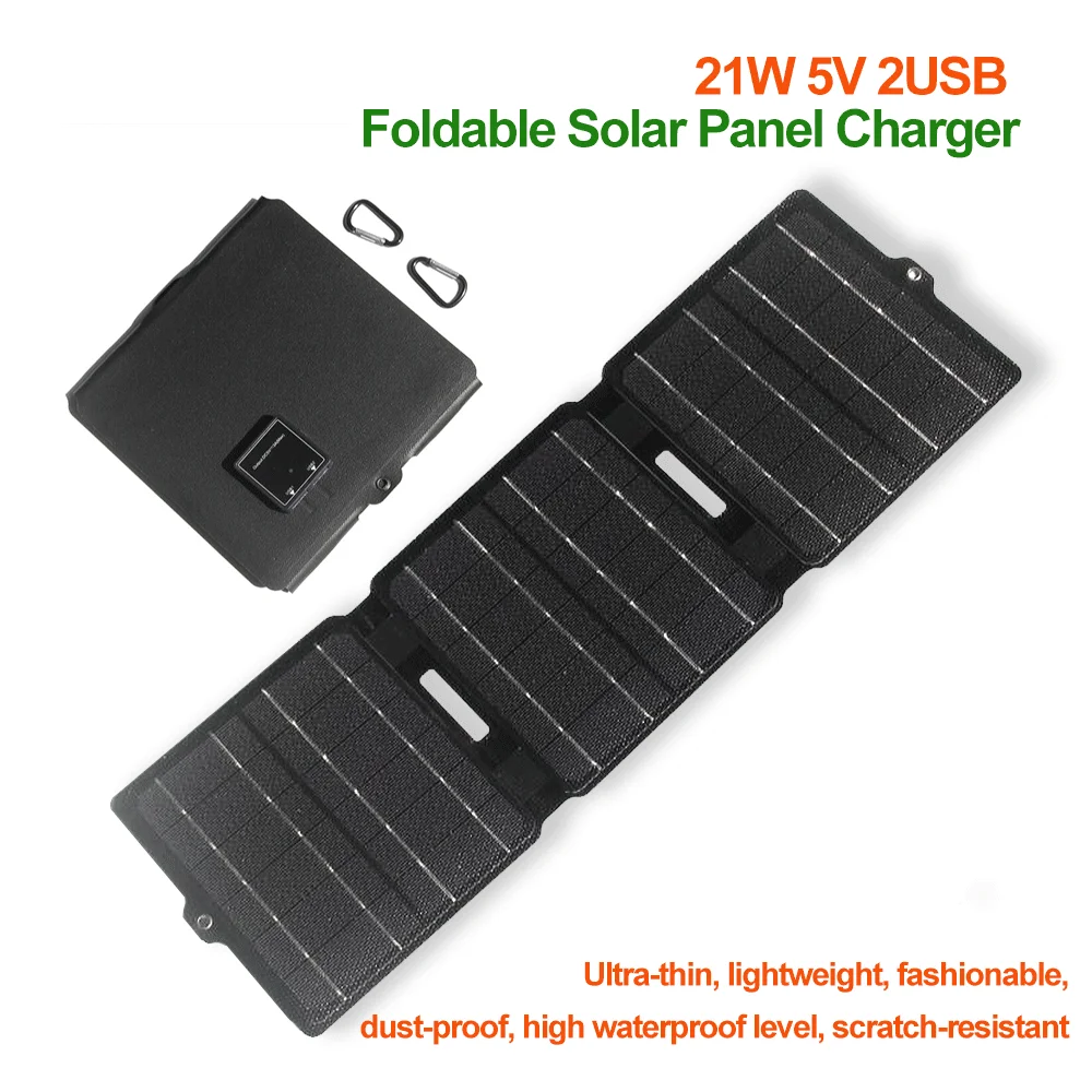21W ETFE Foldable Solar Charger USB 5V Mobile Power Bank Solar Panel Folding Bag Portable Outdoor Waterproof Photovoltaic Pate
21W ETFE Foldable Solar Charger USB 5V Mobile Power Bank Solar Panel Folding Bag Portable Outdoor Waterproof Photovoltaic Pate