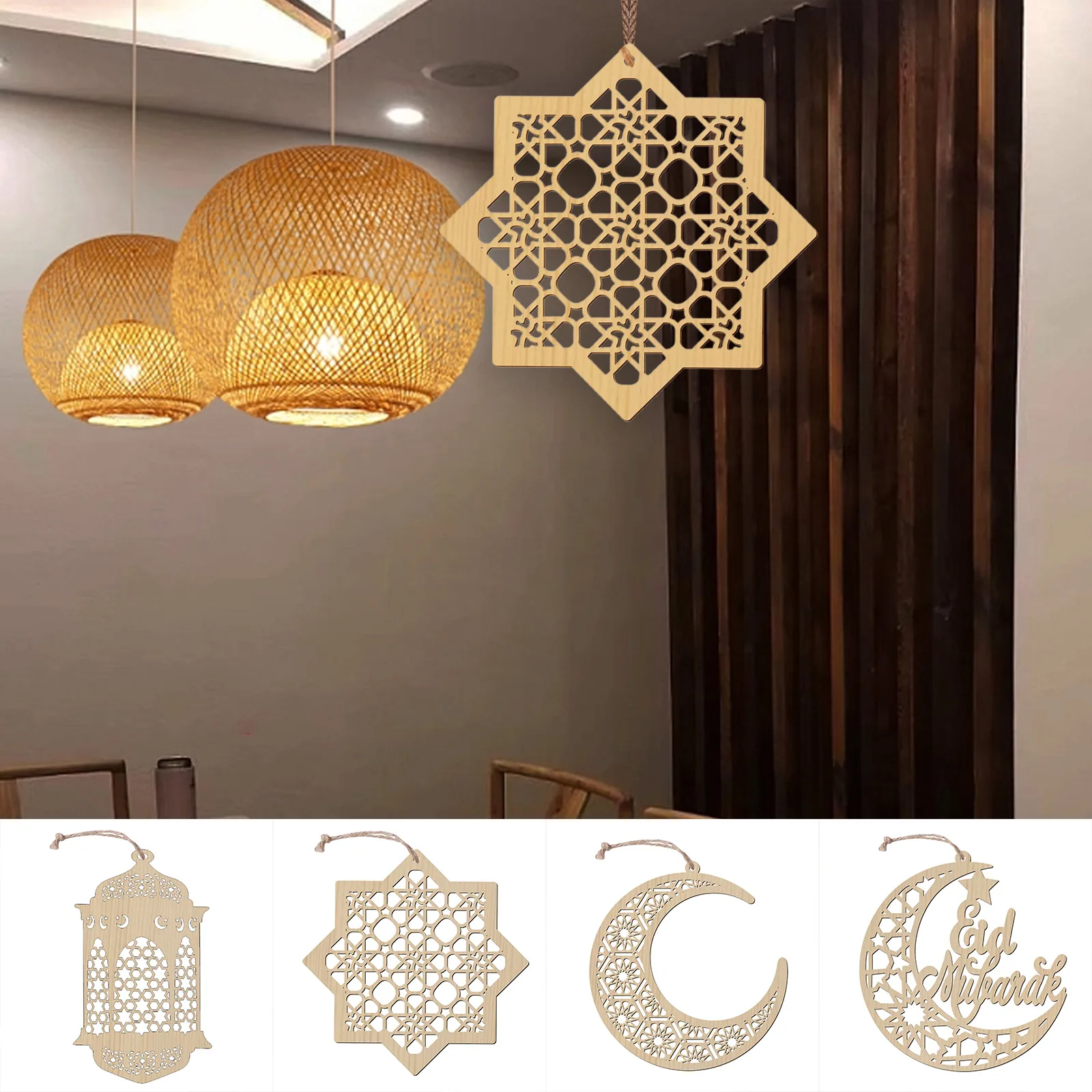 Eid Mubarak Wooden Hanging Pendant Ornament Ramadan Kareem Gift Islam Muslim Home Table Decoration Home Decoration DIY
Eid Mubarak Wooden Hanging Pendant Ornament Ramadan Kareem Gift Islam Muslim Home Table Decoration Home Decoration DIY